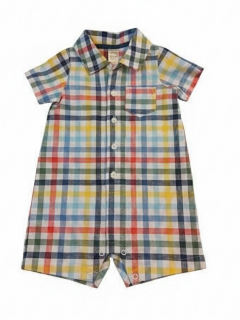 🔥5/$25🔥Carter's Baby Boy 12M Plaid Button Up Shirt Romper Multi Color